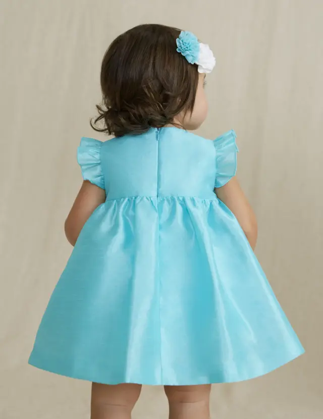 Baby 6 μηνών έως 4 ετών Φόρεμα Shantung Τυρκουάζ - 12M 3