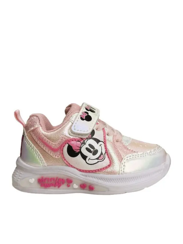 Disney Minnie Mouse Kids Sneakers with Hoop & Loop Closure & Lights Pink D3010845S-0061 - 25