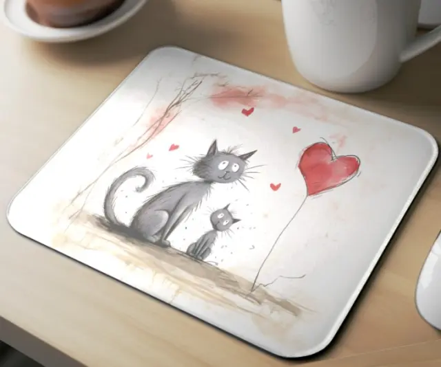 Mousepad ( cat -heart 01 ) Διαστάσεις: 23cm(μήκος) x 20cm (ύψος) 2