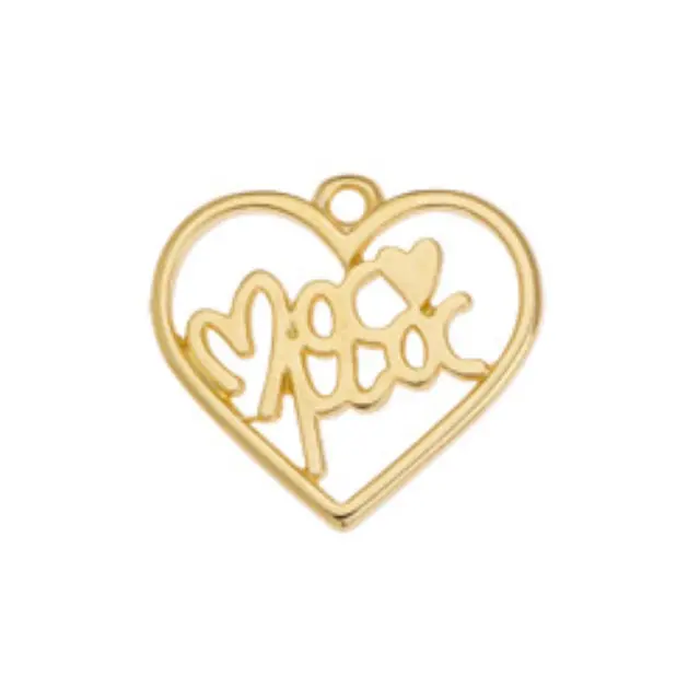 Μεταλλικό Κρεμαστό Μοτίφ Μαμά, 24Κ Gold Plated, 20x18.7mm - 2τεμ