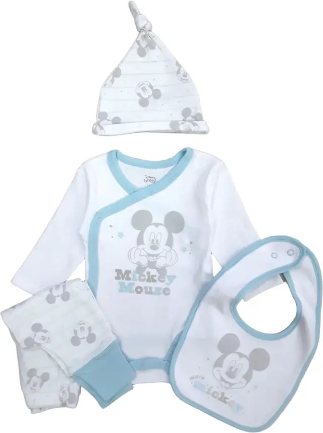 Σετ Νεογέννητου 4τμχ Interlock White Light Blue Mickey 8040114 - 0-3 μηνών (56-62cm)