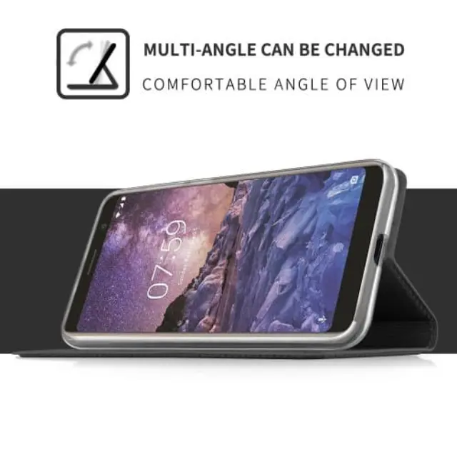 Θήκη Book Magnet με δυνατότητα Stand & Υποδοχής καρτών για Nokia 7 Plus Black 3