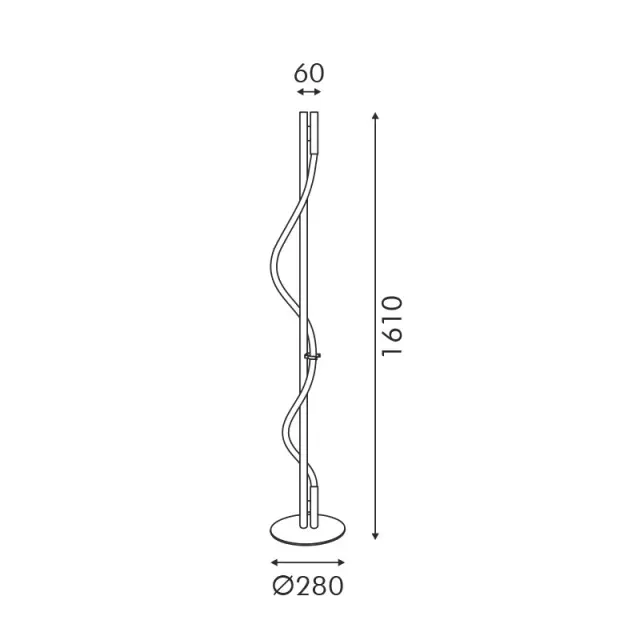 MALPO-ΦΩΤΙΣΤΙΚΟ ΕΠΙΔΑΠΕΔΙΟ ΜΑΥΡΟ ΜΕΤΑΛΛΙΚΟ LED SMD 20W 3000K 690LM IP20 Φ280Χ1600ΜΜ / V43178FBK1600 2