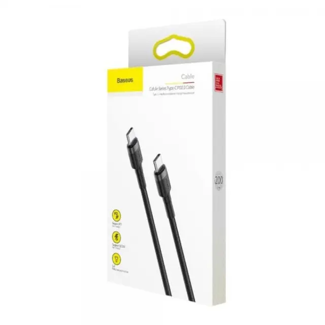Baseus Cafule Braided USB 2.0 Cable USB-C male - USB-C male Μαύρο 1m (CATKLF-G91) (BASCATKLFG91) 2