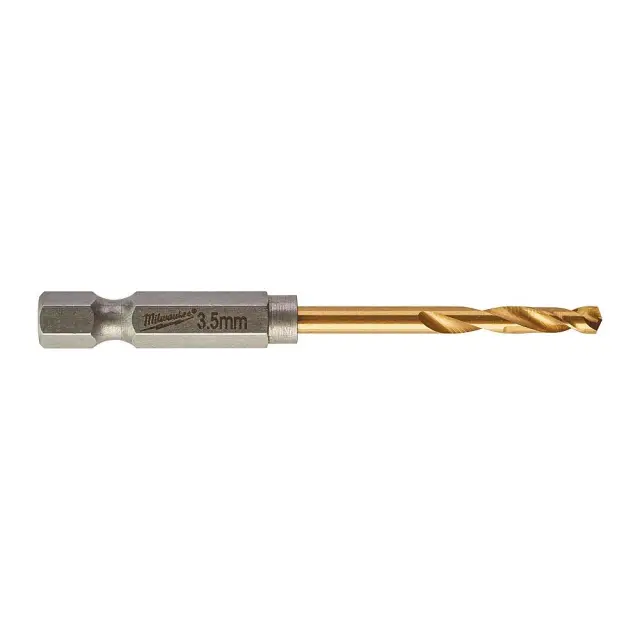 Τρυπάνι Αέρος Τιτανίου 1/4" Φ3.5mm MILWAUKEE HSS-G TIN RED HEX Σετ 2Τμχ