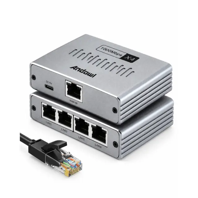Andowl Επαναλήπτης Δικτύου Gigabit Ethernet 1 σε 4 1000Mbps Q-NA14- Gigabit Ethernet 1 to 4 Network Splitter 1000Mbps 0751278 2
