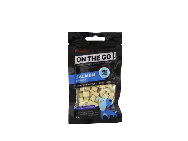On The Go Bites Λιχουδιά Με Γεύση Σολομός Για Σκύλους 25gr Μονόχρωμο