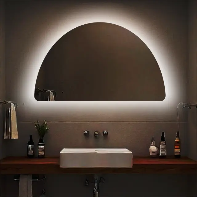 Stewehome Καθρέφτης LED Τοίχου Ημικυκλικό Σχήμα 60x100 cm