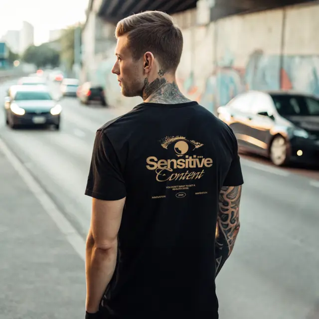 T-shirt Noshame® Μαύρο με τύπωμα Sensitive Content - 122588 - XXL