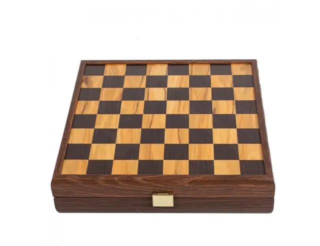 Σετ Χειροποίητο Σκάκι Wooden Chess Manopoulos από Ξύλο, με πιόνια Staunton, θήκη αποθήκευσης και διαστάσεις 27x27cm - Olive BurlSKW4130H 3