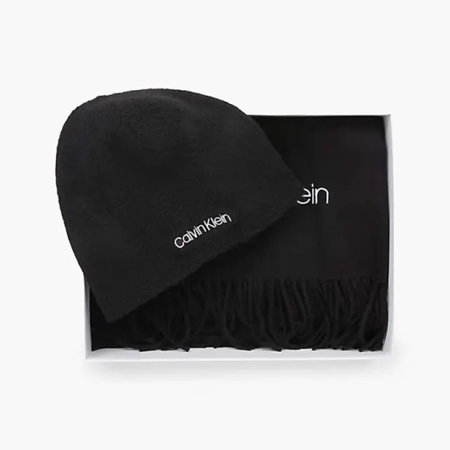 Calvin Klein - Ανδρικό Κασκόλ και Σκούφος Basic Wool Beanie+Scarf K50K507552- BAX Μαύρο