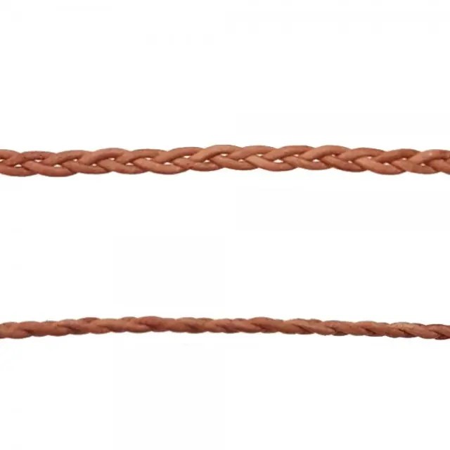 Δέρμα Natural Round Ø1mm Πλεγμένο με 3 Κορδόνια - 1m