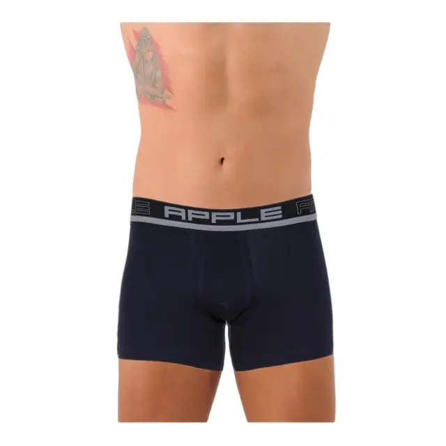 Apple Ανδρικό Boxer Ρίγα Navy Βάση Εξωτερικό Λάστιχο, Χρώμα Ασημί