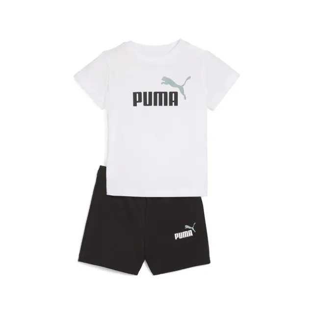 Puma Infant's Minicats Essentials Tee and Shorts Set Άσπρο - Μαύρο 686285-02 (Puma) - 92
