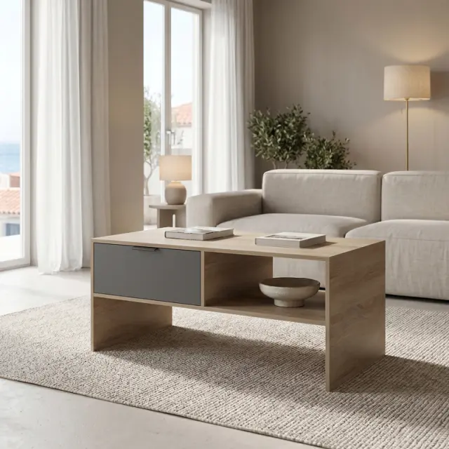 Τραπέζι σαλονιού Felina pakoworld sonoma-ανθρακί 100x50x45εκ