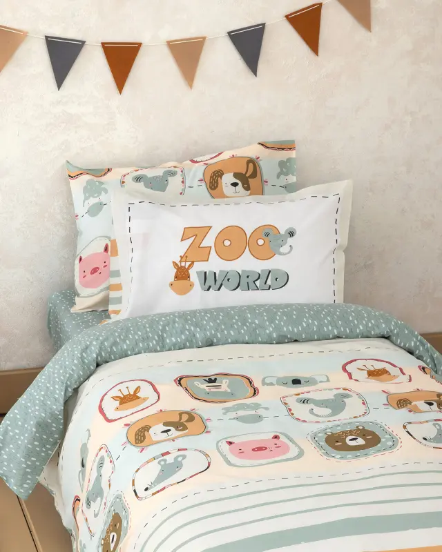 Nima Kids Μαξιλαροθήκες - Zooland Μπεζ, Πράσινο