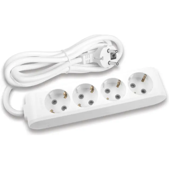 X-tendia White Four Gang Earth Socket with Cable CP 3M