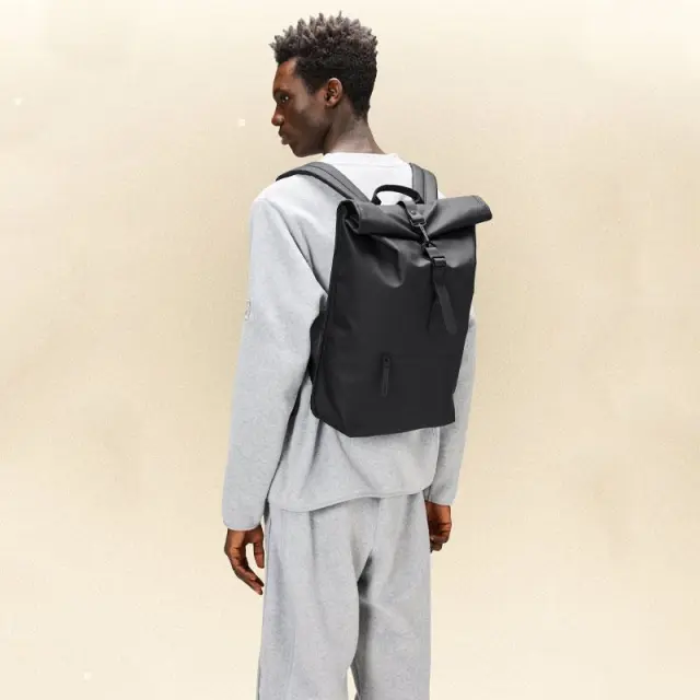 Σακίδιο Πλάτης Rains Rolltop Rucksack 13320-Black Μαύρο - ONESIZE 3