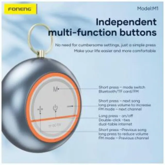 Φορητό Ηχείο Bluetooth Foneng M1 BT 5.4 1100mAh 5W Μπλε N70783 2