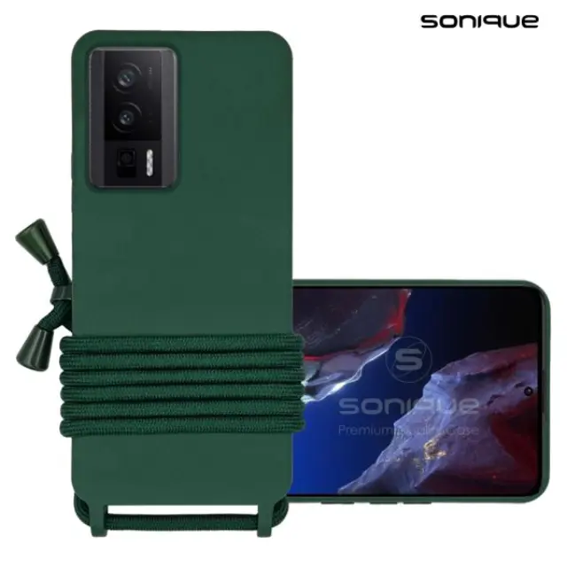 Θήκη Σιλικόνης με Κορδόνι CarryHang Sonique Xiaomi Poco F5 Pro 5G - Πράσινο Σκούρο