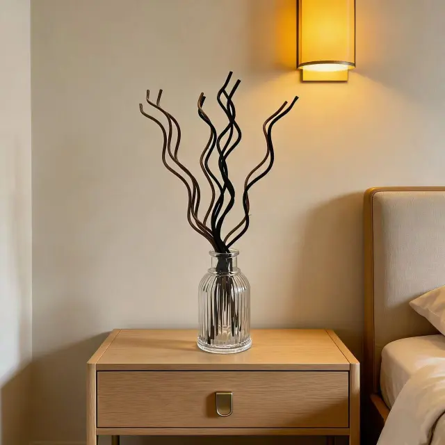 Rattan diffuser στικ κυματιστό, μαύρο, για αρωματιστές χώρου, 20 τεμ. 2
