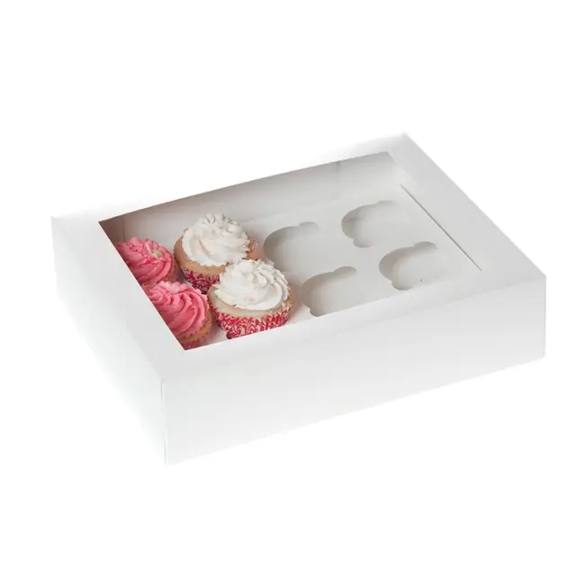 House of Marie Κουτί Cupcake με Παράθυρο 12 Θέσεων - Λευκό - 2τμχ.