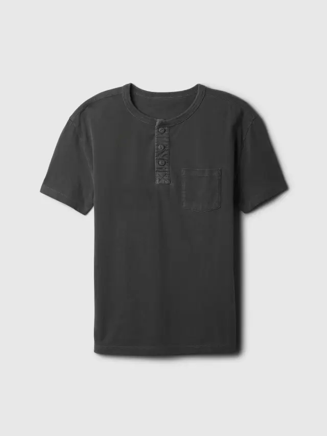Μαύρη Παιδική Vintage Henley Μπλούζα moonless night