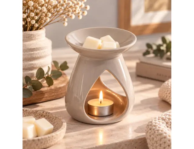 Αρωματιστής Triptych Homea για αιθέρια έλαια και wax melts με διαστάσεις 10x10x11cm - Taupe 6SEN027TA