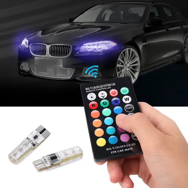 Ψείρες LED Τ10 (RGB) με τηλεχειρισμό για αυτοκίνητα
