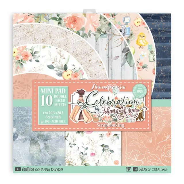 Χαρτιά scrapbooking Stamperia 10τεμ, 20.3x20.3cm, Celebration