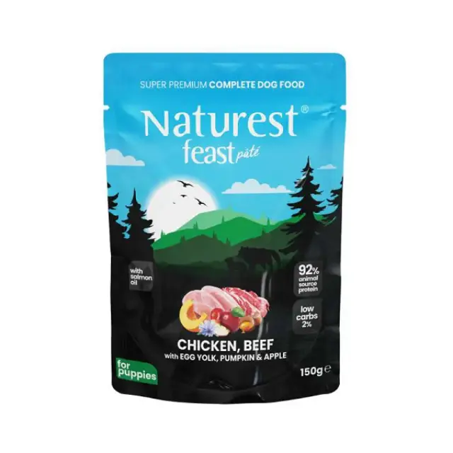 Naturest Υγρή Τροφή Σκύλου feast Puppy Chicken, Beef with Egg Yolk 150gr