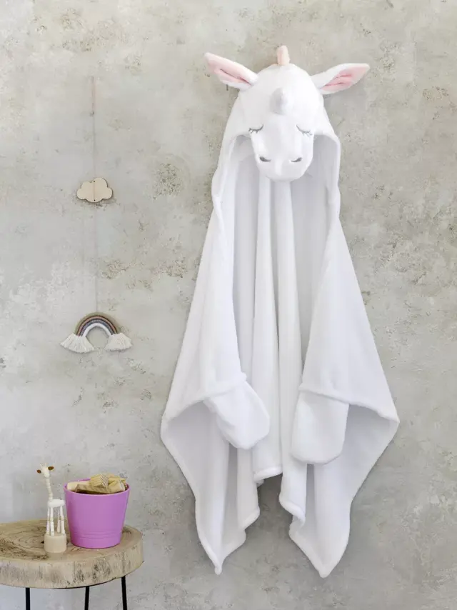 Nima Kids Παιδική κάπα 70x120 με κουκουλα - Licorne Λευκό