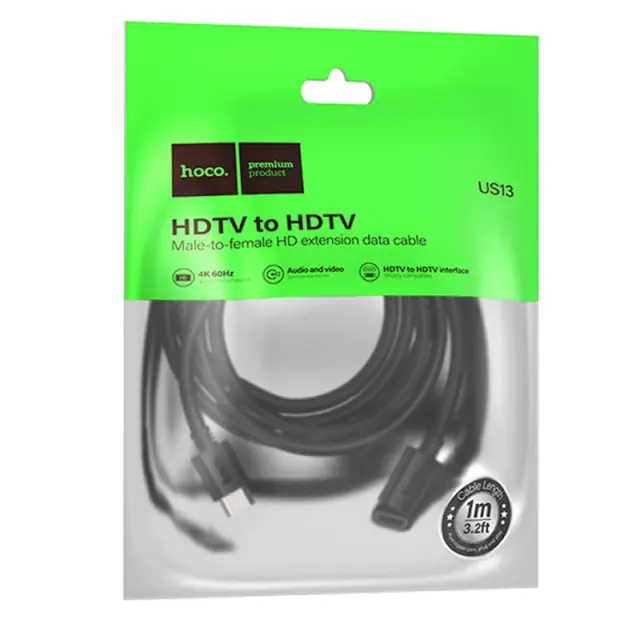 Καλώδιο Προέκτασης HDMI Hoco US13 HDMI Αρσενικό σε Θυληκό 1m Μαύρο 2