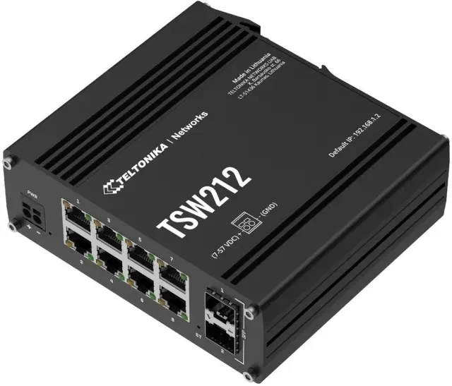 Teltonika TSW212 Industrial managed switch, 8x GLAN, 2x SFP