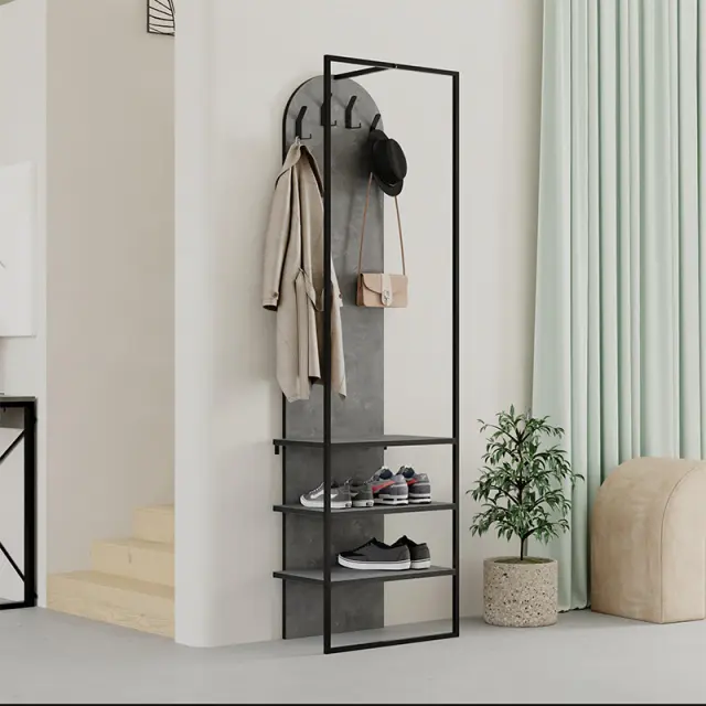 Έπιπλο εισόδου Archy Megapap χρώμα γκρι ρετρό 53x31,7x180εκ.