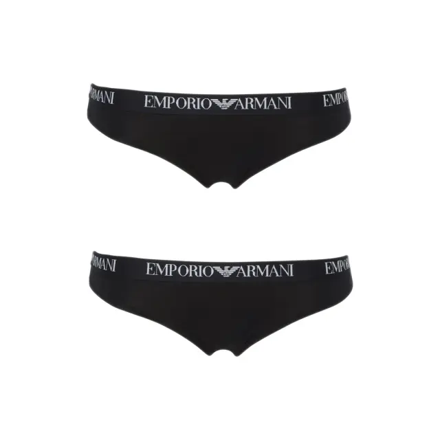 Emporio Armani Γυναικείο String Full Waistband Logo - Διπλό Πακέτο, Χρώμα Μαύρο-Μαύρο - M 3