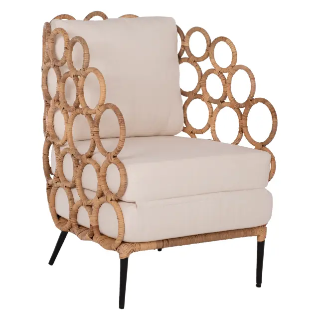 Πολυθρόνα Ringer από RATTAN-μέταλλο φυσικό χρώμα 65x69x86 εκ.
