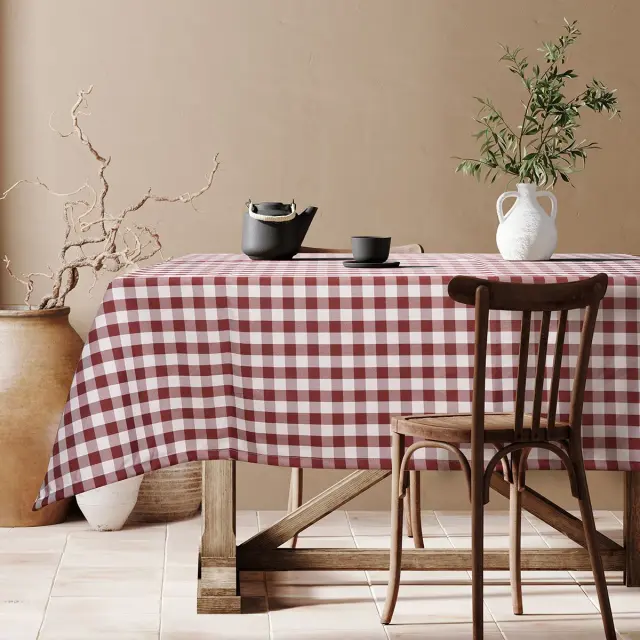 Beauty Home Επαγγελματικό τραπεζομάντηλο Checks Art Ε8494 145x220 Κόκκινο