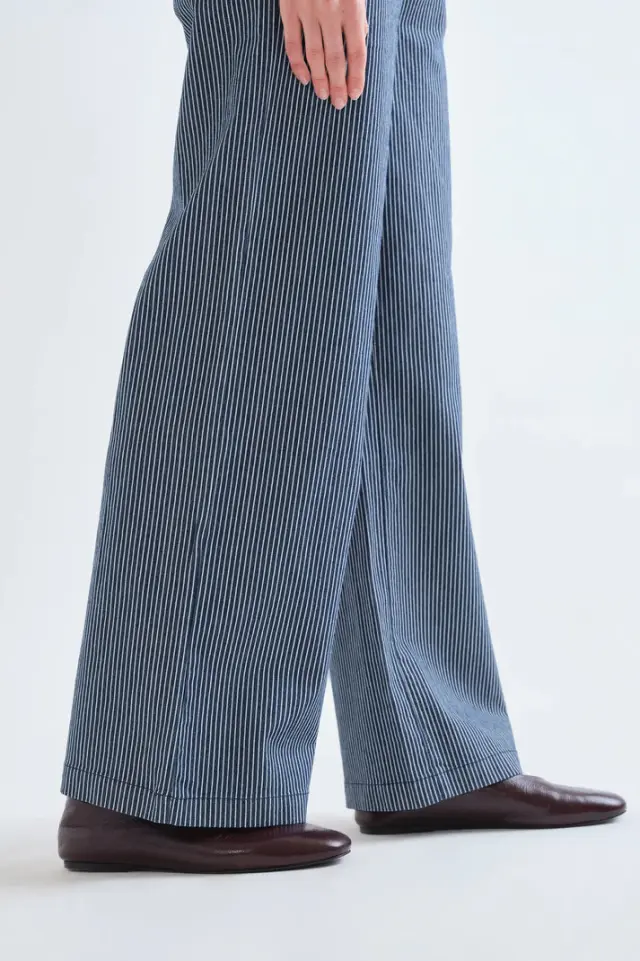 COMPANIA FANTASTICA HIGH-WAISTED TROUSER (63C/11013 WHITE-BLUE) - 40 3