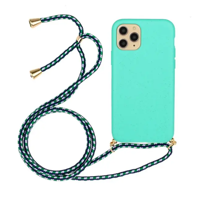 Θήκη Σιλικόνης με Κορδόνι για το Λαιμό Για iPhone 12 Pro Max - Seafoam Green OEM