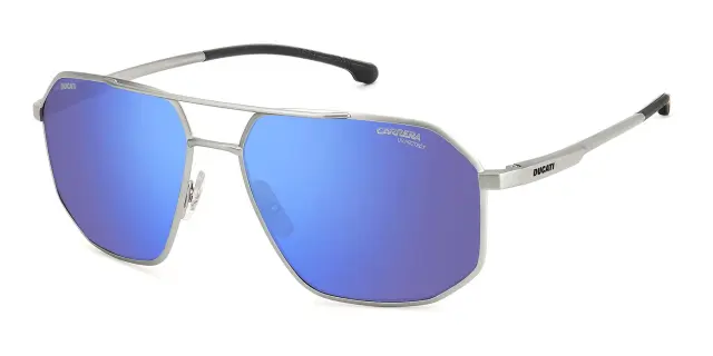 Carrera Ducati Γυαλιά Ηλίου με Ματ Ασημί Μεταλλικό Σκελετό και Γκρι Φακό με Μπλε Καθρέφτη CARDUC 037/S CTL/XT