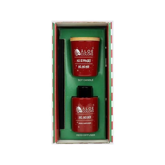 Aloe+ Colors Promo Home Set, Reed Diffuser With Sticks & Soy Candle, Σετ Δώρου Για Το Σπίτι, Αρωματικό Χώρου Με Sticks 80ml & Αρωματικό Κερί Σόγιας, Άρωμα Μελομακάρονο 50gr 2