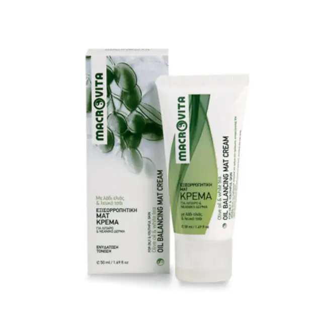 Macrovita Oil Balancing Mat με Λάδι Ελιάς & Λευκό Τσάι 24ωρη Ενυδατική & Αντιγηραντική Κρέμα Προσώπου Ημέρας 50ml