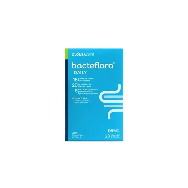 Olonea Bacteflora Daily Probiotics,  Συμβιωτικό Συμπλήρωμα Διατροφής για την Ομαλή Λειτουργία του Εντέρου 60 κάψουλες