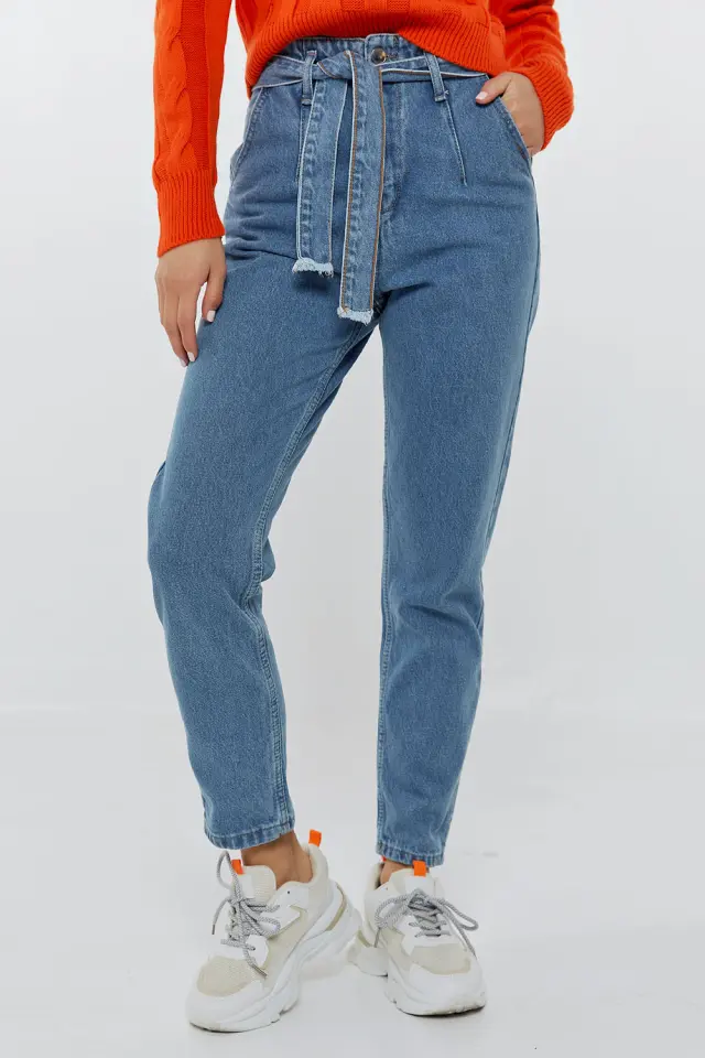 Παντελόνι Jean με Ζωνάκι Denim Μπλέ