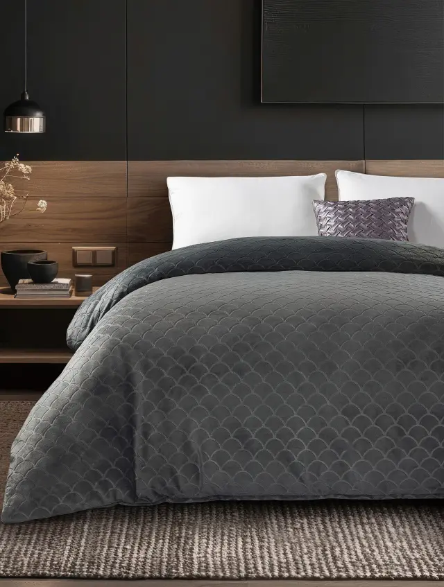Παπλωματοθήκη NEVOLA ANTHRACITE MADI υπέρδιπλη: 220 x 240 εκ.