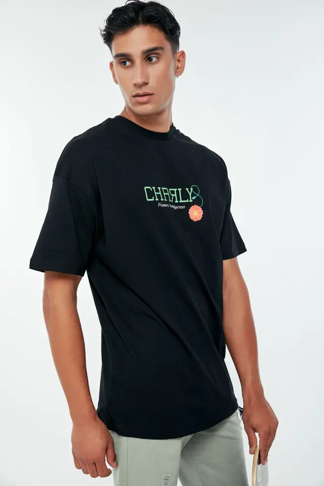 T-Shirt Βαμβακερό Charly Μαύρο 2