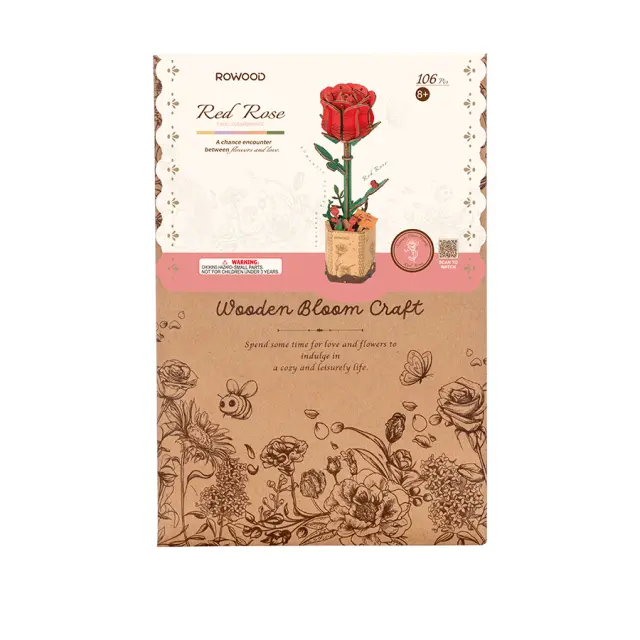 Robotime Wooden Bloom Craft Red Rose TW042 3