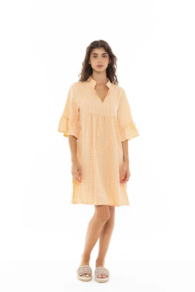 Beachwear Modern Check B419 Peach Skin Pink Label - S