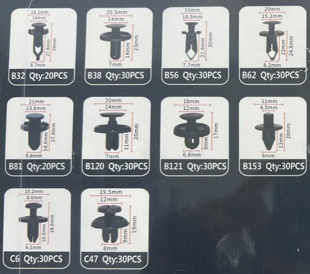 Σετ συνδετήρες αυτοκινήτου 10 τύπων - 280pcs - 180261 2